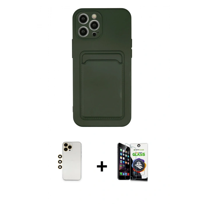 MARSİLYAN™- iPhone 12 Pro Max Kılıf Vadi Çizgi Prime - Şeffaf Temperli Cam Ekran Koruyucu + Shine Kamera Lens - GD