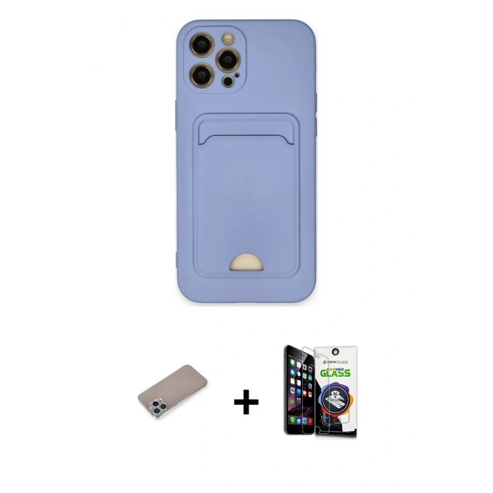 MARSİLYAN™- iPhone 12 Pro Max Kılıf Vadi Çizgi Prime - Şeffaf Temperli Cam Ekran Koruyucu + Shine Kamera Lens Koruma Cam - SABE