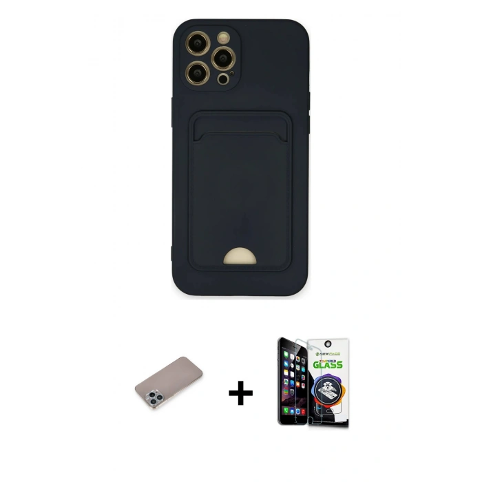 MARSİLYAN™- iPhone 12 Pro Max Kılıf Vadi Çizgi Prime - Şeffaf Temperli Cam Ekran Koruyucu + Shine Kamera Lens Koruma Cam - SABE