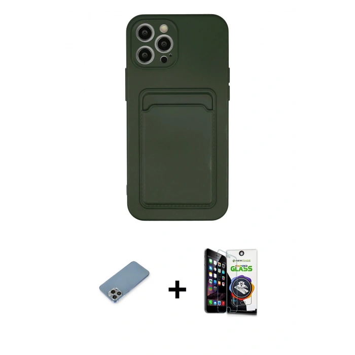 MARSİLYAN™- iPhone 12 Pro Max Kılıf Vadi Çizgi Prime - Şeffaf Temperli Cam Ekran Koruyucu + Shine Kamera Lens Koruma Cam - GI