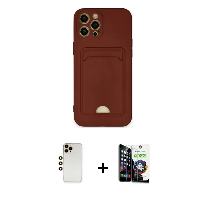 MARSİLYAN™- iPhone 12 Pro Max Kılıf Vadi Çizgi Prime - Şeffaf Temperli Cam Ekran Koruyucu + Shine Kamera Lens - GD
