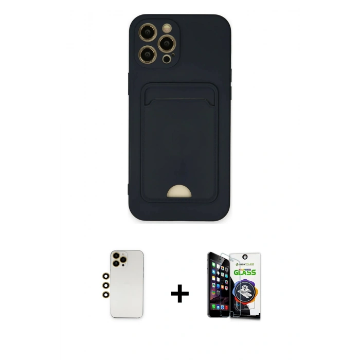 MARSİLYAN™- iPhone 12 Pro Max Kılıf Vadi Çizgi Prime - Şeffaf Temperli Cam Ekran Koruyucu + Shine Kamera Lens - GD