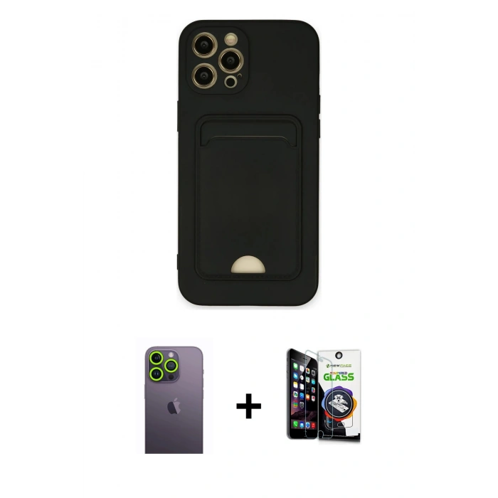MARSİLYAN™- iPhone 12 Pro Max Kılıf Vadi Çizgi Prime - Şeffaf Temperli Cam Ekran Koruyucu + Neon Fosforlu Kamera Lens - YL