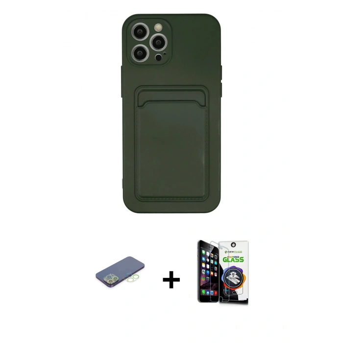 MARSİLYAN™- iPhone 12 Pro Max Kılıf Vadi Çizgi Prime - Şeffaf Temperli Cam Ekran Koruyucu + Renkli Kamera Lens Koruma Cam - YL