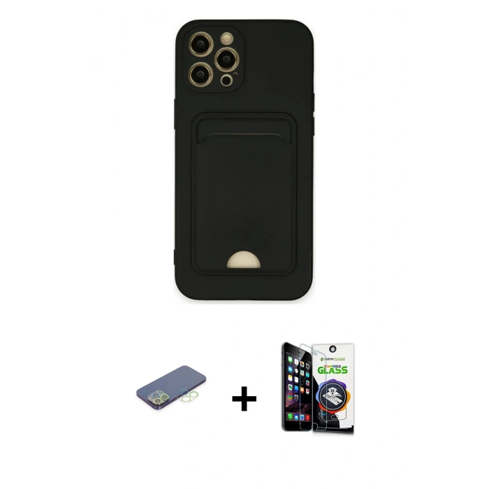 MARSİLYAN™- iPhone 12 Pro Max Kılıf Vadi Çizgi Prime - Şeffaf Temperli Cam Ekran Koruyucu + Renkli Kamera Lens Koruma Cam - YL