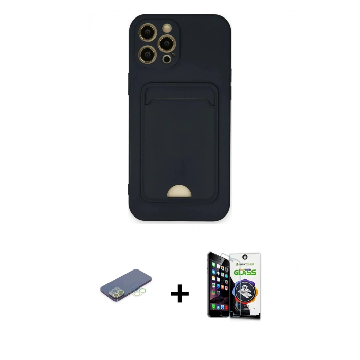 MARSİLYAN™- iPhone 12 Pro Max Kılıf Vadi Çizgi Prime - Şeffaf Temperli Cam Ekran Koruyucu + Renkli Kamera Lens Koruma Cam - YL