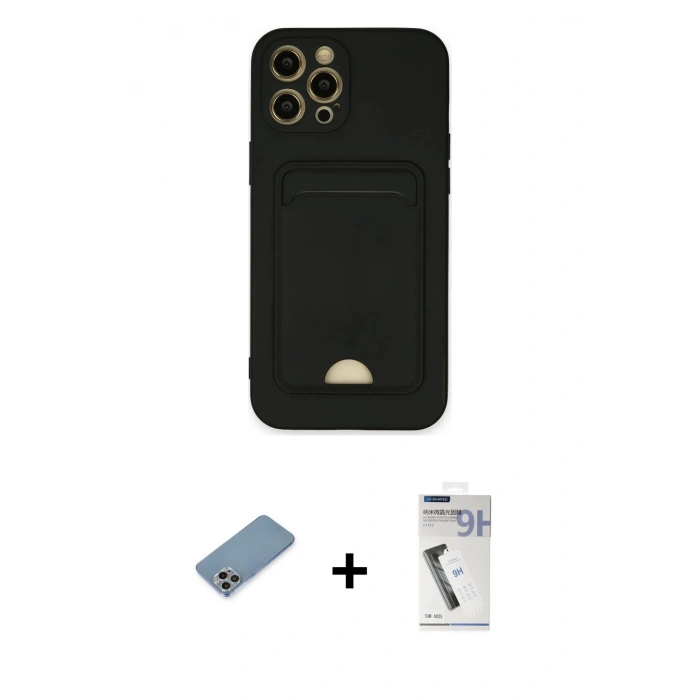 MARSİLYAN™- iPhone 12 Pro Max Kılıf Vadi Çizgi Prime - Şeffaf Uv Polymer Nano Ekran Koruyucu + Gökkuşağı Shine Kamera Lens Koruma Cam