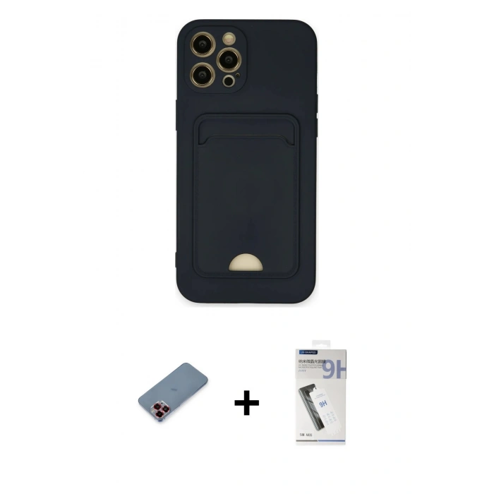 MARSİLYAN™- iPhone 12 Pro Max Kılıf Vadi Çizgi Prime - Şeffaf Uv Polymer Nano Ekran Koruyucu + Metal Kamera Lens Koruma Cam - KI