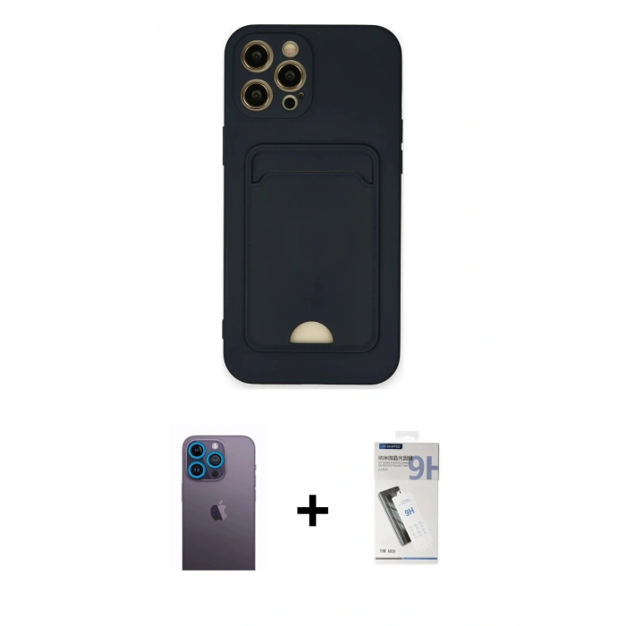 MARSİLYAN™- iPhone 12 Pro Max Kılıf Vadi Çizgi Prime - Şeffaf Uv Polymer Nano Ekran Koruyucu + Mavi Neon Fosforlu Kamera Lens