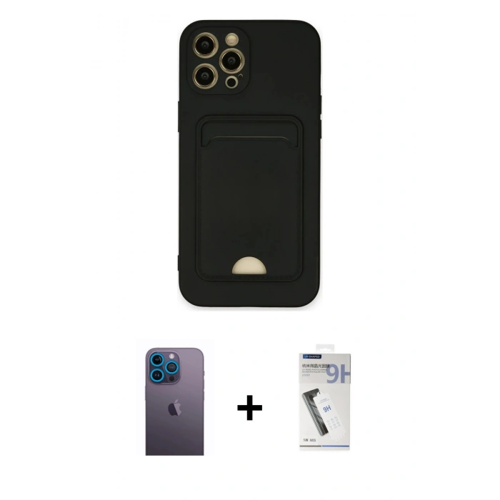 MARSİLYAN™- iPhone 12 Pro Max Kılıf Vadi Çizgi Prime - Şeffaf Uv Polymer Nano Ekran Koruyucu + Mavi Neon Fosforlu Kamera Lens