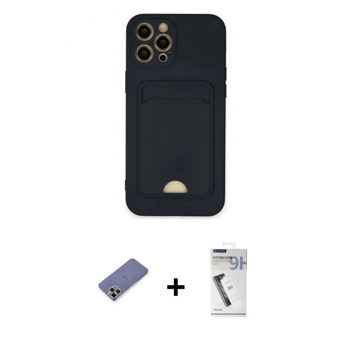 MARSİLYAN™- iPhone 12 Pro Max Kılıf Vadi Çizgi Prime - Şeffaf Uv Polymer Nano Ekran Koruyucu + Metal Kamera Lens Koruma Cam - GD