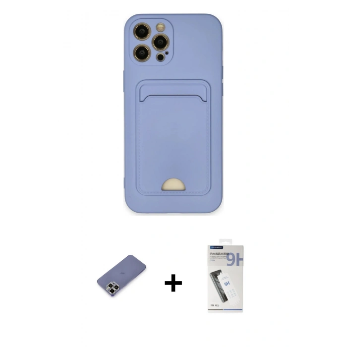 MARSİLYAN™- iPhone 12 Pro Max Kılıf Vadi Çizgi Prime - Şeffaf Uv Polymer Nano Ekran Koruyucu + Metal Kamera Lens Koruma Cam - GD