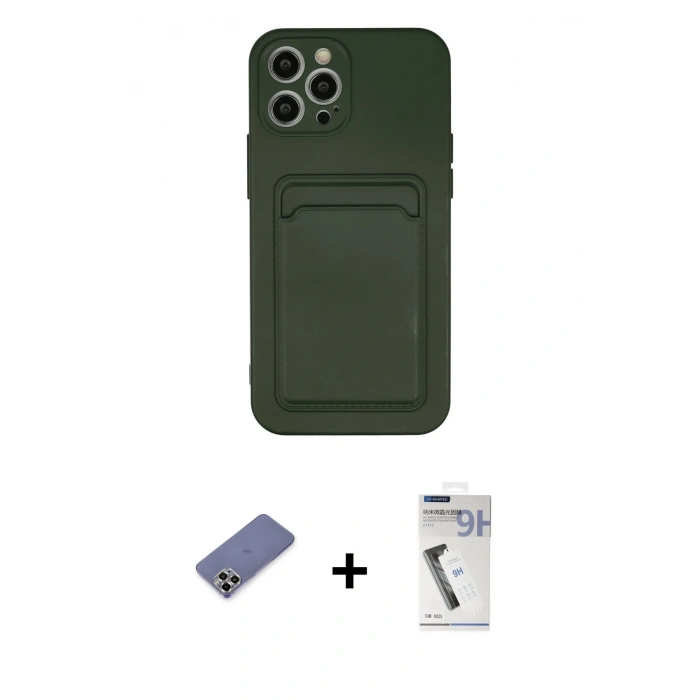 MARSİLYAN™- iPhone 12 Pro Max Kılıf Vadi Çizgi Prime - Şeffaf Uv Polymer Nano Ekran Koruyucu + Metal Kamera Lens Koruma Cam - GD