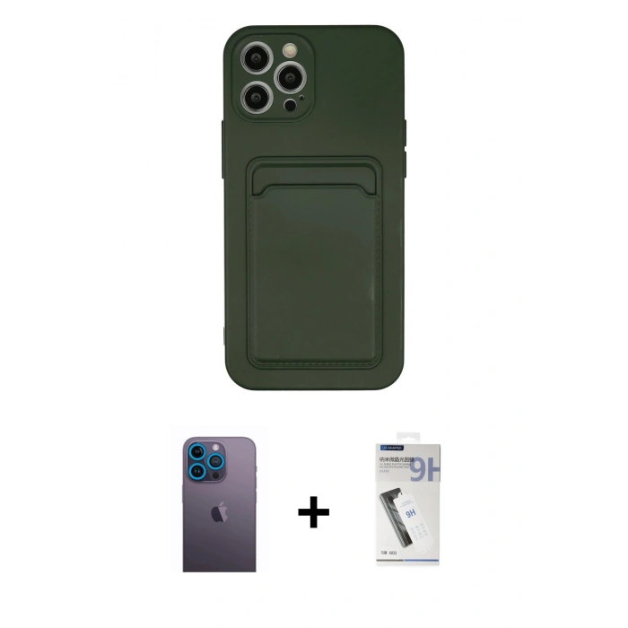 MARSİLYAN™- iPhone 12 Pro Max Kılıf Vadi Çizgi Prime - Şeffaf Uv Polymer Nano Ekran Koruyucu + Neon Fosforlu Kamera Lens - MI
