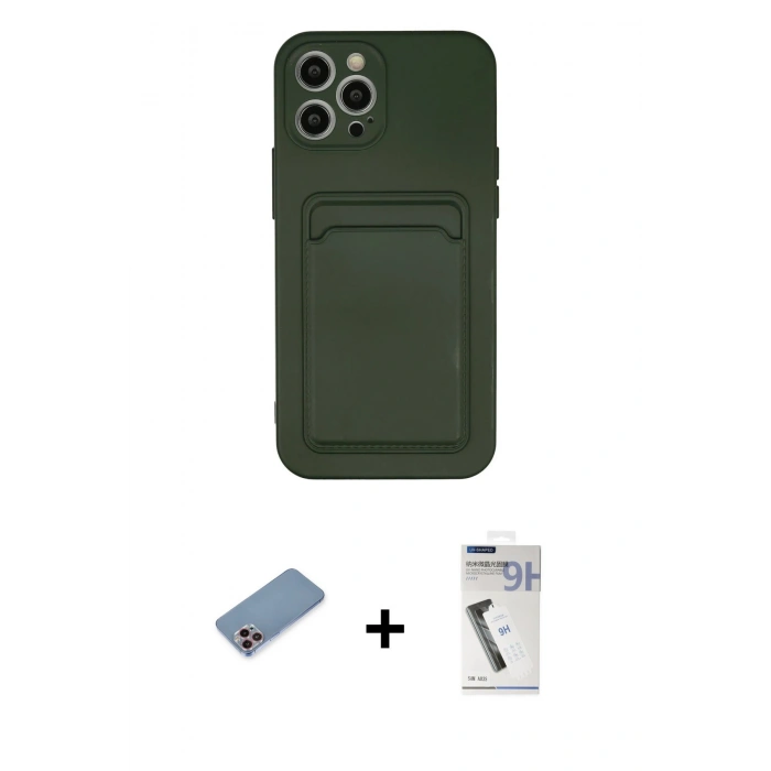 MARSİLYAN™- iPhone 12 Pro Max Kılıf Vadi Çizgi Prime - Şeffaf Uv Polymer Nano Ekran Koruyucu + Pembe Shine Kamera Lens Koruma Cam