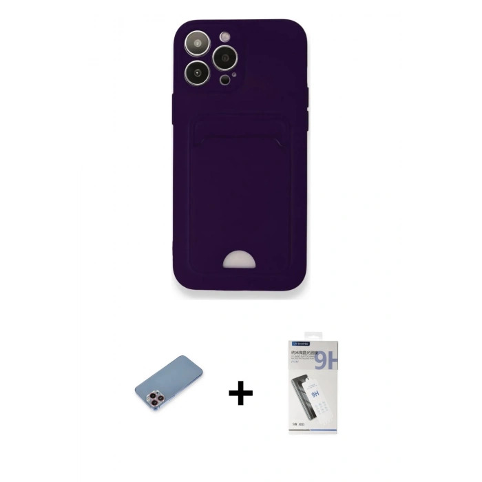 MARSİLYAN™- iPhone 12 Pro Max Kılıf Vadi Çizgi Prime - Şeffaf Uv Polymer Nano Ekran Koruyucu + Pembe Shine Kamera Lens Koruma Cam