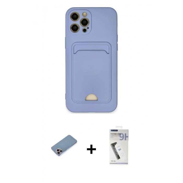 MARSİLYAN™- iPhone 12 Pro Max Kılıf Vadi Çizgi Prime - Şeffaf Uv Polymer Nano Ekran Koruyucu + Pembe Shine Kamera Lens Koruma Cam