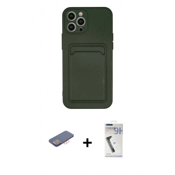 MARSİLYAN™- iPhone 12 Pro Max Kılıf Vadi Çizgi Prime - Şeffaf Uv Polymer Nano Ekran Koruyucu + Renkli Kamera Lens Koruma Cam - PE