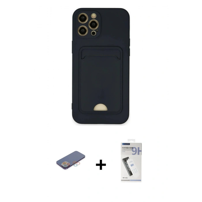 MARSİLYAN™- iPhone 12 Pro Max Kılıf Vadi Çizgi Prime - Şeffaf Uv Polymer Nano Ekran Koruyucu + Renkli Kamera Lens Koruma Cam - PE