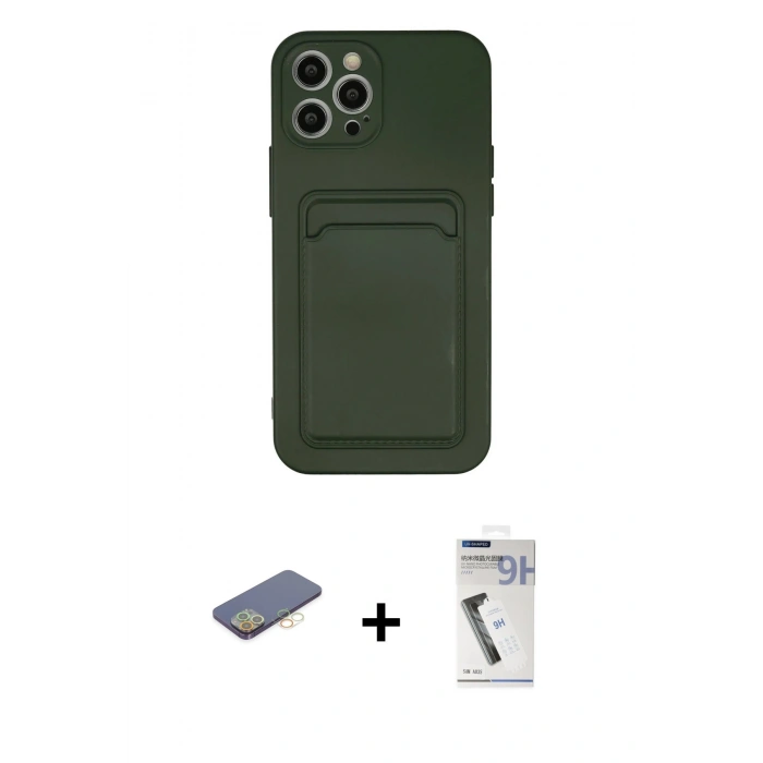 MARSİLYAN™- iPhone 12 Pro Max Kılıf Vadi Çizgi Prime - Şeffaf Uv Polymer Nano Ekran Koruyucu + Renkli Kamera Lens Koruma Cam - SI