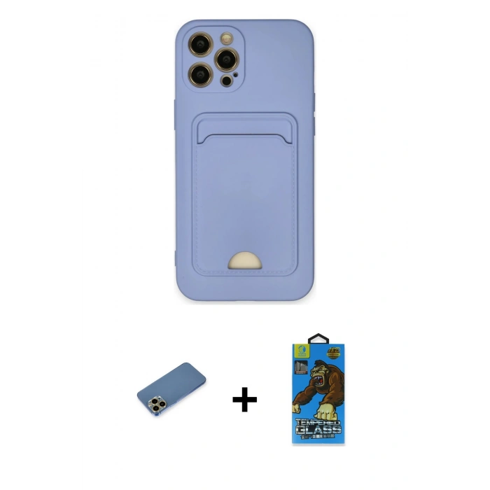 MARSİLYAN™- iPhone 12 Pro Max Kılıf Vadi Çizgi Prime - Siyah 18D Cam Ekran Koruyucu + Shine Kamera Lens Koruma Cam - GD