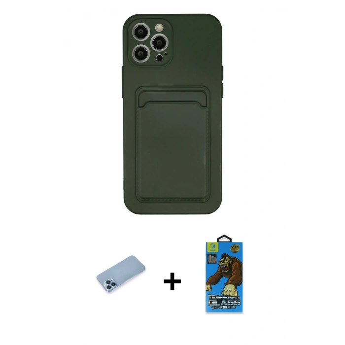 MARSİLYAN™- iPhone 12 Pro Max Kılıf Vadi Çizgi Prime - Siyah 18D Cam Ekran Koruyucu + Shine Kamera Lens Koruma Cam - MI
