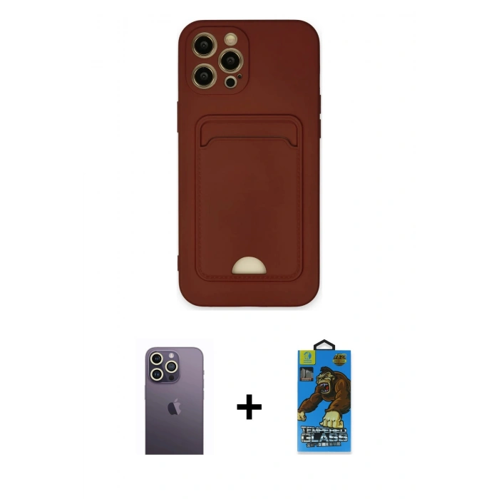 MARSİLYAN™- iPhone 12 Pro Max Kılıf Vadi Çizgi Prime - Siyah 18D Cam Ekran Koruyucu + Neon Fosforlu Kamera Lens - BZ