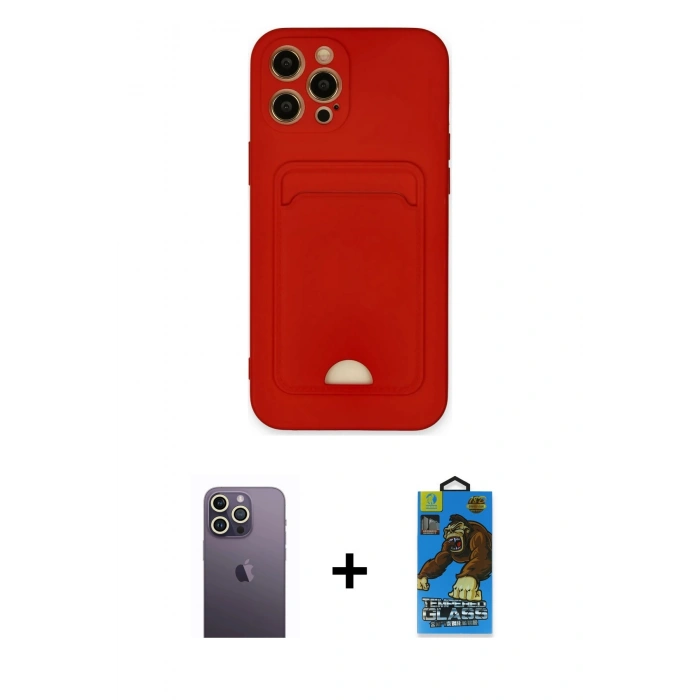 MARSİLYAN™- iPhone 12 Pro Max Kılıf Vadi Çizgi Prime - Siyah 18D Cam Ekran Koruyucu + Neon Fosforlu Kamera Lens - BZ