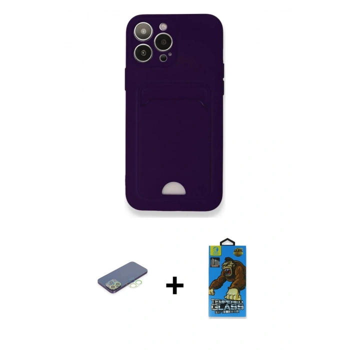 MARSİLYAN™- iPhone 12 Pro Max Kılıf Vadi Çizgi Prime - Siyah 18D Cam Ekran Koruyucu + Renkli Kamera Lens Koruma Cam - YL