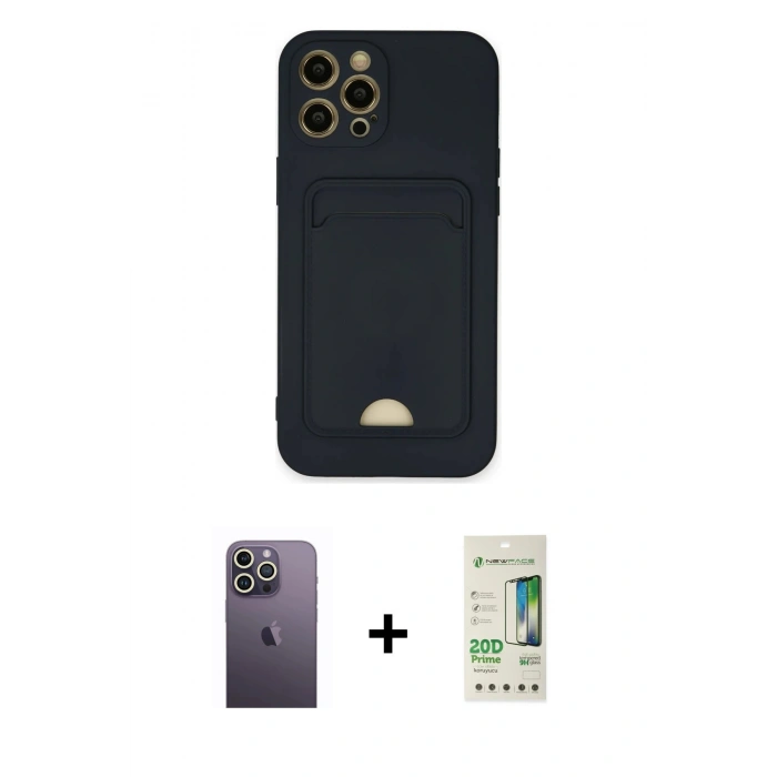 MARSİLYAN™- iPhone 12 Pro Max Kılıf Vadi Çizgi Prime - Siyah 20D Premium Cam Ekran Koruyucu + Neon Fosforlu Kamera Lens - BZ