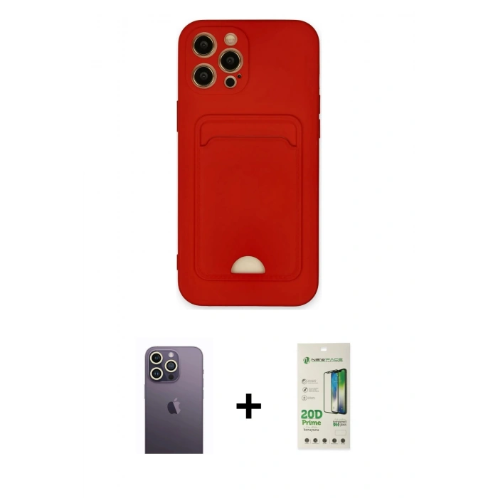 MARSİLYAN™- iPhone 12 Pro Max Kılıf Vadi Çizgi Prime - Siyah 20D Premium Cam Ekran Koruyucu + Neon Fosforlu Kamera Lens - BZ