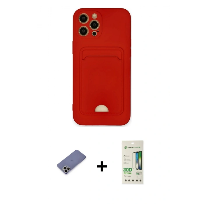 MARSİLYAN™- iPhone 12 Pro Max Kılıf Vadi Çizgi Prime - Siyah 20D Premium Cam Ekran Koruyucu + Metal Kamera Lens Koruma Cam - GD