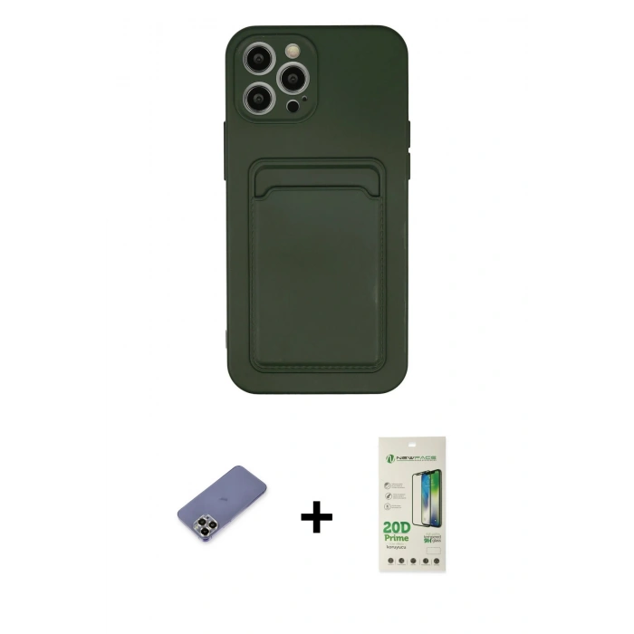 MARSİLYAN™- iPhone 12 Pro Max Kılıf Vadi Çizgi Prime - Siyah 20D Premium Cam Ekran Koruyucu + Metal Kamera Lens Koruma Cam - GD