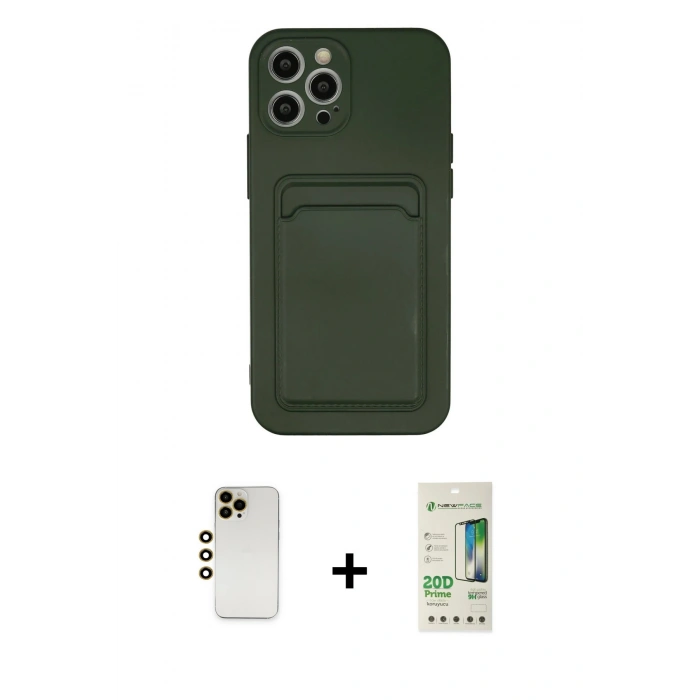MARSİLYAN™- iPhone 12 Pro Max Kılıf Vadi Çizgi Prime - Siyah 20D Premium Cam Ekran Koruyucu + Shine Kamera Lens - GD
