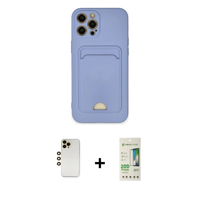 MARSİLYAN™- iPhone 12 Pro Max Kılıf Vadi Çizgi Prime - Siyah 20D Premium Cam Ekran Koruyucu + Shine Kamera Lens - GD