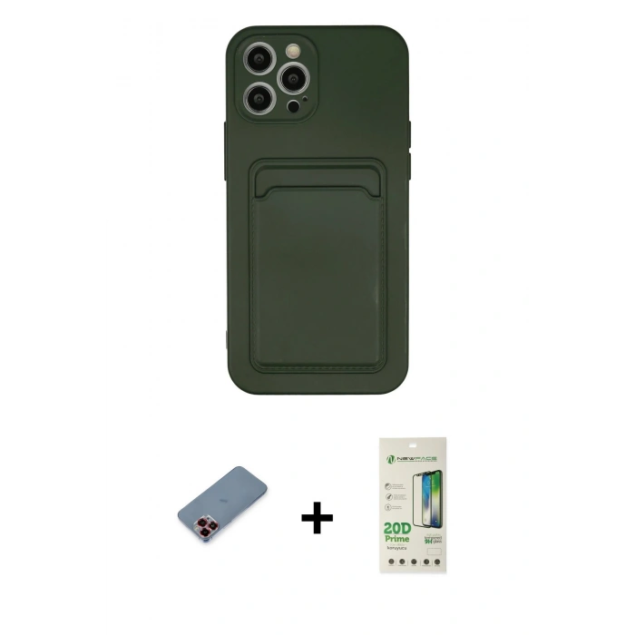 MARSİLYAN™- iPhone 12 Pro Max Kılıf Vadi Çizgi Prime - Siyah 20D Premium Cam Ekran Koruyucu + Metal Kamera Lens Koruma Cam - KI