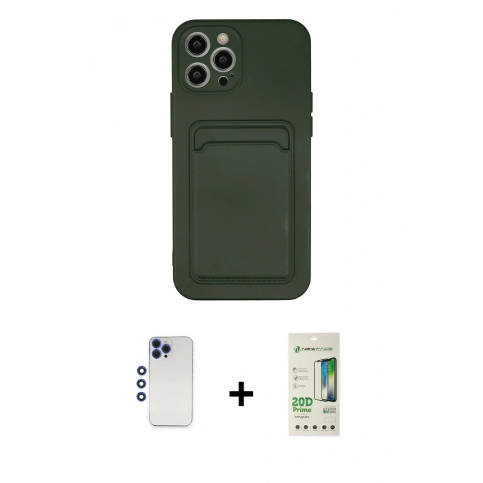 MARSİLYAN™- iPhone 12 Pro Max Kılıf Vadi Çizgi Prime - Siyah 20D Premium Cam Ekran Koruyucu + Shine Kamera Lens - LT