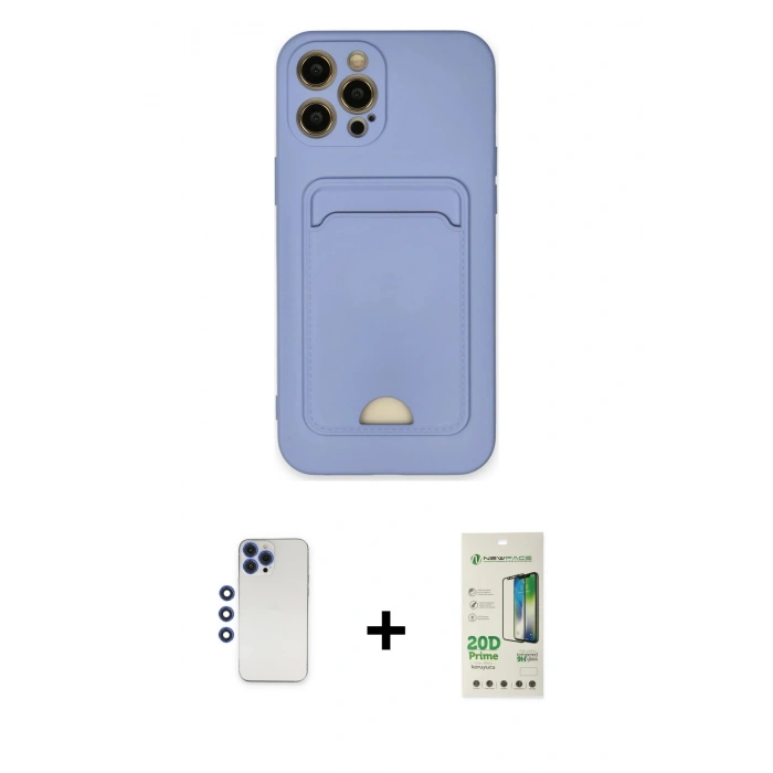 MARSİLYAN™- iPhone 12 Pro Max Kılıf Vadi Çizgi Prime - Siyah 20D Premium Cam Ekran Koruyucu + Shine Kamera Lens - LT