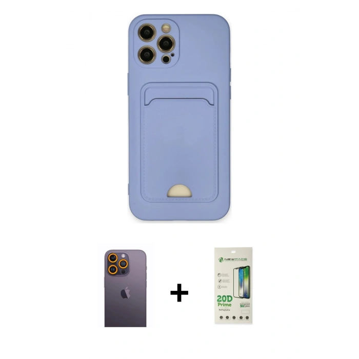 MARSİLYAN™- iPhone 12 Pro Max Kılıf Vadi Çizgi Prime - Siyah 20D Premium Cam Ekran Koruyucu + Neon Fosforlu Kamera Lens - SI