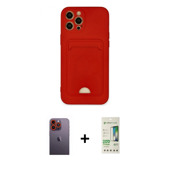 MARSİLYAN™- iPhone 12 Pro Max Kılıf Vadi Çizgi Prime - Siyah 20D Premium Cam Ekran Koruyucu + Neon Fosforlu Kamera Lens - TU