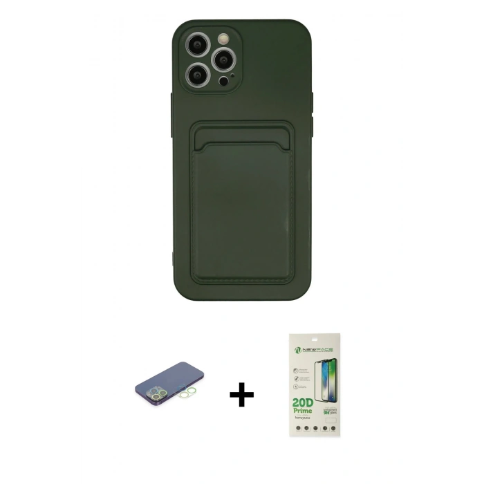 MARSİLYAN™- iPhone 12 Pro Max Kılıf Vadi Çizgi Prime - Siyah 20D Premium Cam Ekran Koruyucu + Renkli Kamera Lens Koruma Cam - YL