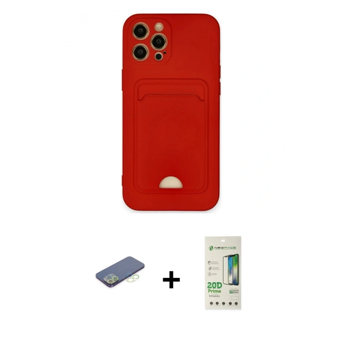 MARSİLYAN™- iPhone 12 Pro Max Kılıf Vadi Çizgi Prime - Siyah 20D Premium Cam Ekran Koruyucu + Renkli Kamera Lens Koruma Cam - YL