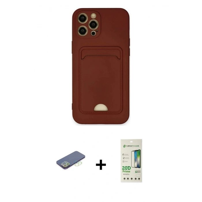 MARSİLYAN™- iPhone 12 Pro Max Kılıf Vadi Çizgi Prime - Siyah 20D Premium Cam Ekran Koruyucu + Renkli Kamera Lens Koruma Cam - YL