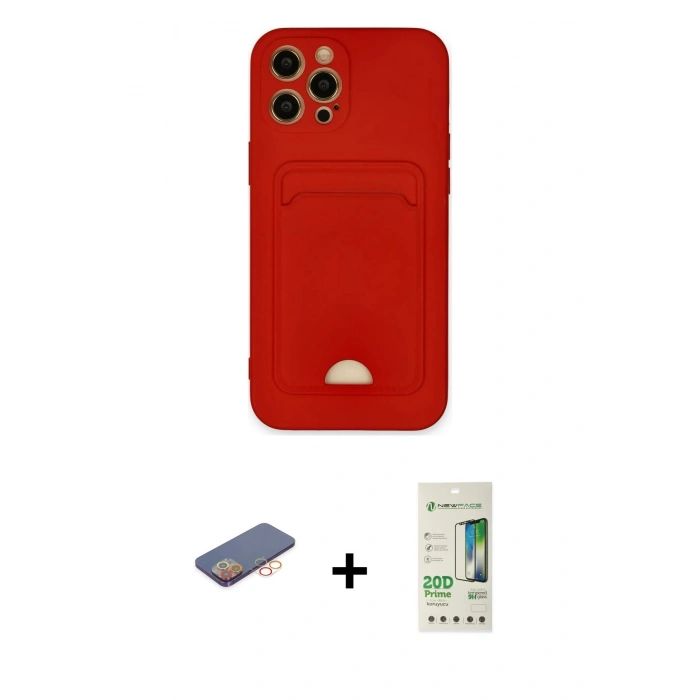 MARSİLYAN™- iPhone 12 Pro Max Kılıf Vadi Çizgi Prime - Siyah 20D Premium Cam Ekran Koruyucu + Renkli Kamera Lens Koruma Cam - TU