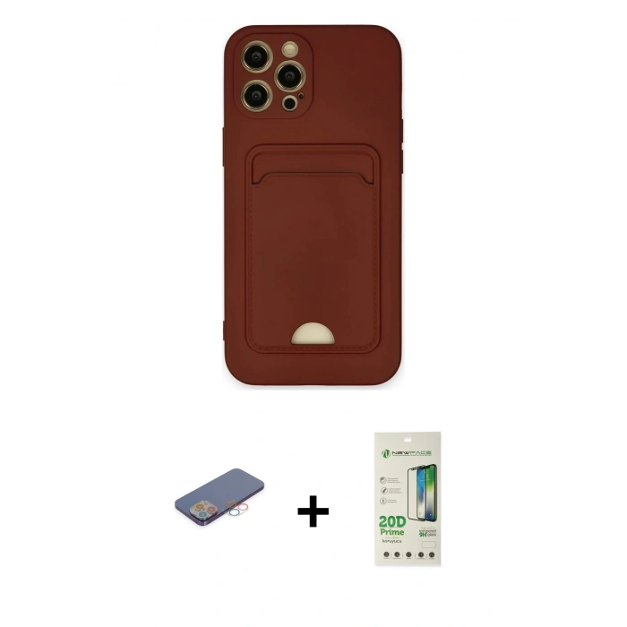 MARSİLYAN™- iPhone 12 Pro Max Kılıf Vadi Çizgi Prime - Siyah 20D Premium Cam Ekran Koruyucu + Renkli Kamera Lens Koruma Cam - PE