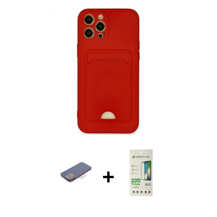 MARSİLYAN™- iPhone 12 Pro Max Kılıf Vadi Çizgi Prime - Siyah 20D Premium Cam Ekran Koruyucu + Renkli Kamera Lens Koruma Cam - PE
