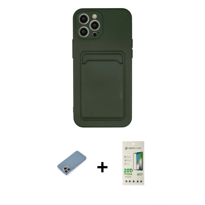 MARSİLYAN™- iPhone 12 Pro Max Kılıf Vadi Çizgi Prime - Siyah 20D Premium Cam Ekran Koruyucu + Shine Kamera Lens Koruma Cam - GI