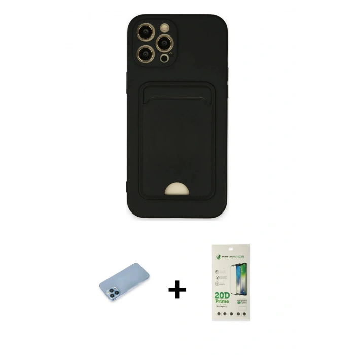 MARSİLYAN™- iPhone 12 Pro Max Kılıf Vadi Çizgi Prime - Siyah 20D Premium Cam Ekran Koruyucu + Shine Kamera Lens Koruma Cam - MI