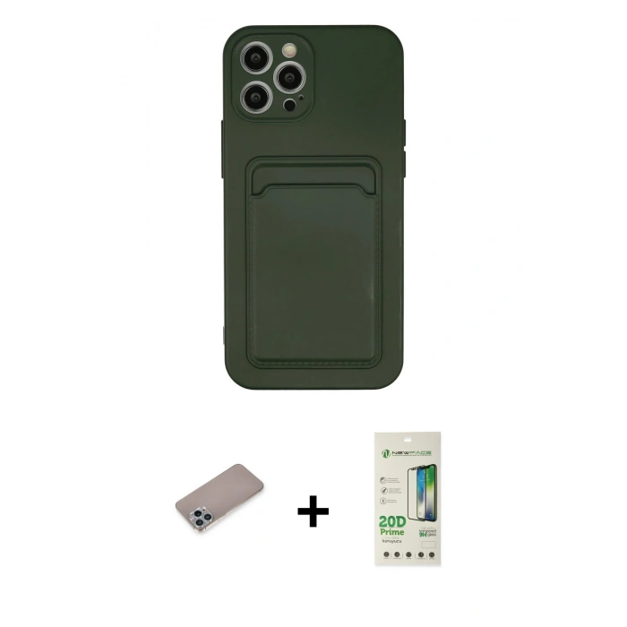 MARSİLYAN™- iPhone 12 Pro Max Kılıf Vadi Çizgi Prime - Siyah 20D Premium Cam Ekran Koruyucu + Shine Kamera Lens Koruma Cam - SABE