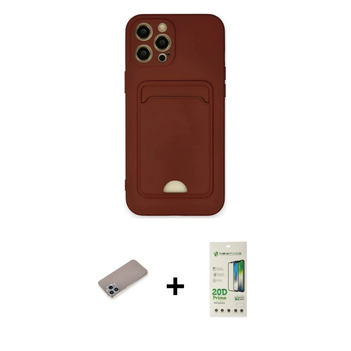 MARSİLYAN™- iPhone 12 Pro Max Kılıf Vadi Çizgi Prime - Siyah 20D Premium Cam Ekran Koruyucu + Shine Kamera Lens Koruma Cam - SABE
